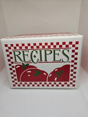 EUC Vintage 1984 Hallmark Recipe Box Red & White Check Tomatoes W/ Dividers